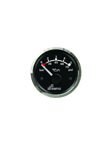 Picture of Silverline ø52mm oil pressure 0-5 bars - black chrome plated