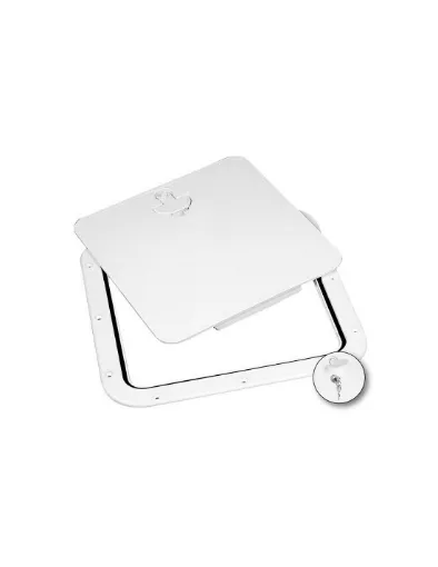 Picture of Access hatch with lock, removable front, white, 380 x 380 mm