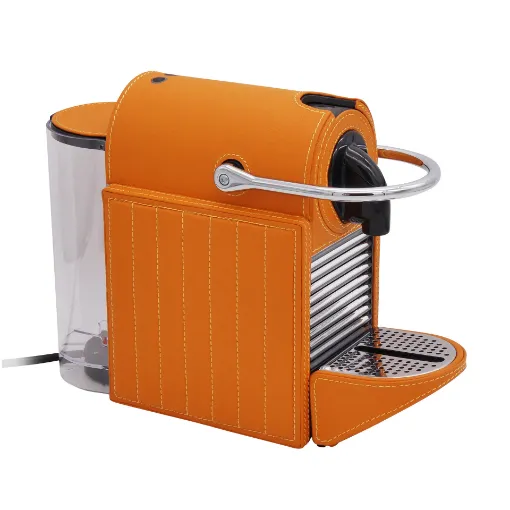 Picture of Collection George Coffee Machine Nespresso Covered In Grained Leather With Striped Stitching - Col Leather Orange - Gordon & Gaia