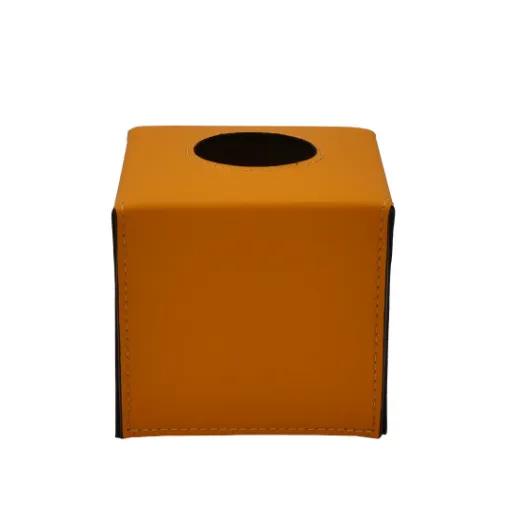 Picture of Collection Paul - Orange Leather Cover For Square Tissue Box -  13cm x  13cm x  12cm - Weight : 240 Gr - Gordon & Gaia