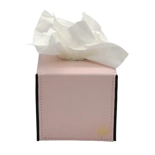 Picture of Collection Paul - Rose Leather Cover For Square Tissue Box -  13cm x  13cm x  12cm - Weight : 240 Gr - Gordon & Gaia