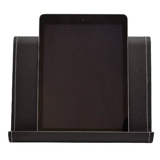 Picture of Collection Eugene Ipad Holder Full Covered In Black Ebony Leather-  26,00cm x  16,00cm x  17,00cm - Weight : 400 Gr - Gordon & Gaia