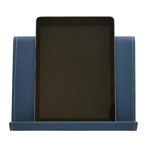 Picture of Collection Eugene Ipad Holder Full Covered In Ocean Blue Leather-  26,00cm x  16,00cm x  17,00cm - Weight : 400 Gr - Gordon & Gaia