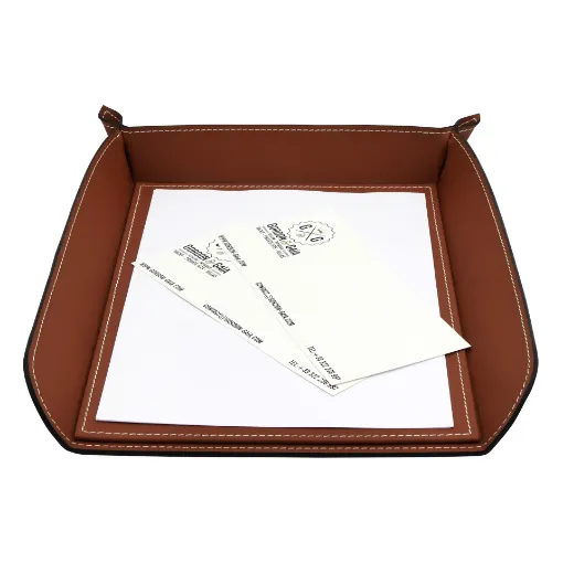 Picture of Collection Armand Light Brown Leather Letter Tray A4 -   33,0cm x  24,0cm x  5,0cm - Weight : 400 Gr - Gordon & Gaia