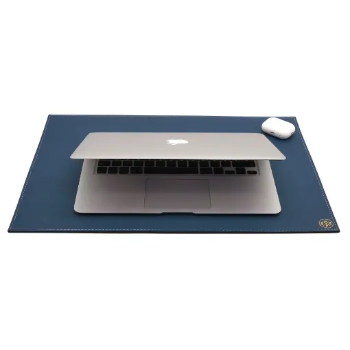 Picture of Collection Armand - Ocean Blue Leather Desk Pad - Size S -   50,0cm x  35,0cm - Weight : 410 Gr - Gordon & Gaia