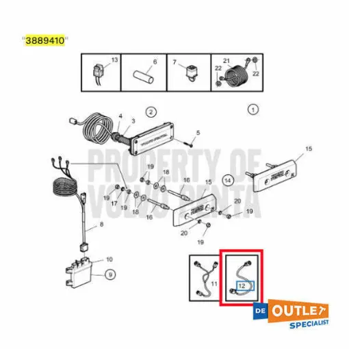 Picture of Volvo Penta active corrosion protection extension cable - 3889410