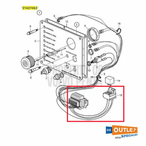 Picture of Volvo Penta connection control cable - 21427463-P01