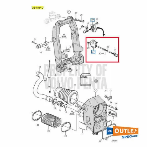 Picture of Volvo Penta engine trim sterndrive sensor - 3841840 - 21484383