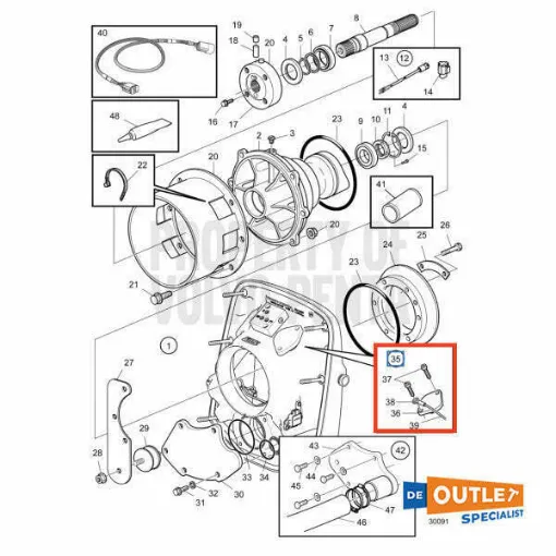 Picture of Volvo Penta jack set flange kit - 3807366