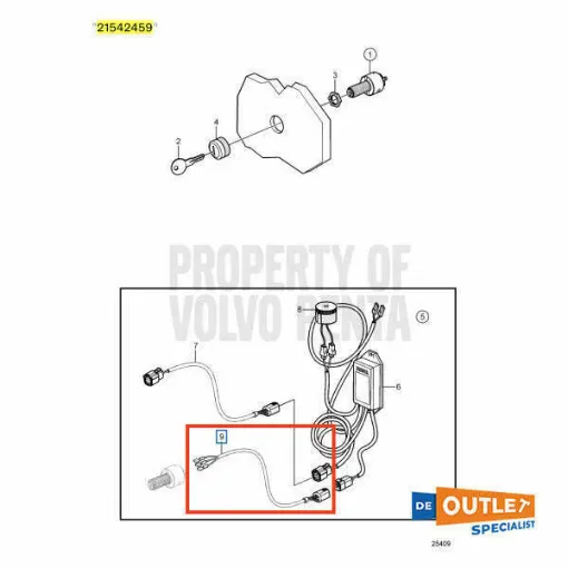 Picture of Volvo Penta starter switch connection cable - 21542459