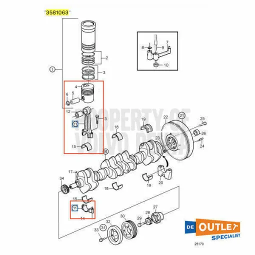 Picture of Volvo Penta TAMD31M piston rod used - 3581063