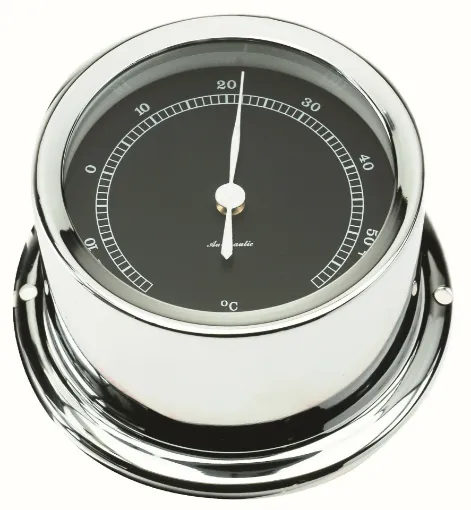 Picture of 72mm thermometer - Chromated brass - Black dial - Autonautic Instrumental