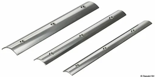 Picture of Made in Italy Bottazzo Profiles with C section in stainless steel Aisi 316. Standard length 3mt, tapered and with a mirror finish. Each bar is pickled and passivated, ensuring maximum resistance in a saline environment. Can be combined with dedicated UV resistant PVC bases available in white, black, and grey, and with special mirror polished stainless steel terminals.