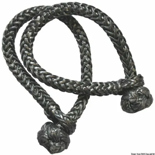 Picture of Textile loops are handcrafted products made from D12 Marlow Dyneema SK78. Compared to common steel loops, they offer exceptional pulling capacity while significantly reducing weight. Available color: black. - Black Grillo in 9mm Dyneema - 08.310.09. - Marlow