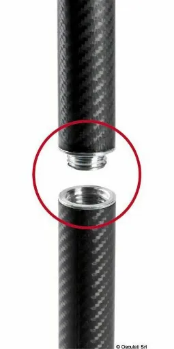 Picture of The pole is made in two sections with anticorodal aluminum bushings for quick assembly and is complete with bushings for tightening and fixing. It rotates 90Â° inside the bushing and remains locked. The awning adjustment is done through a clamcleat already mounted on the pole, which allows to keep the awning tensioned. Compatible with recessed bushings 46.815.00/01, wall bushing kit 46.815.10 and