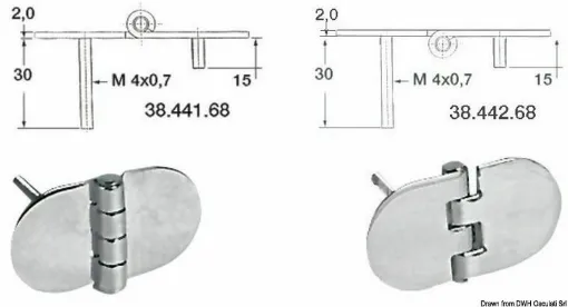 Picture of Mirror polished stainless steel, with invisible fastening through 4 mm welded studs and vibration damping through a braked central axis.