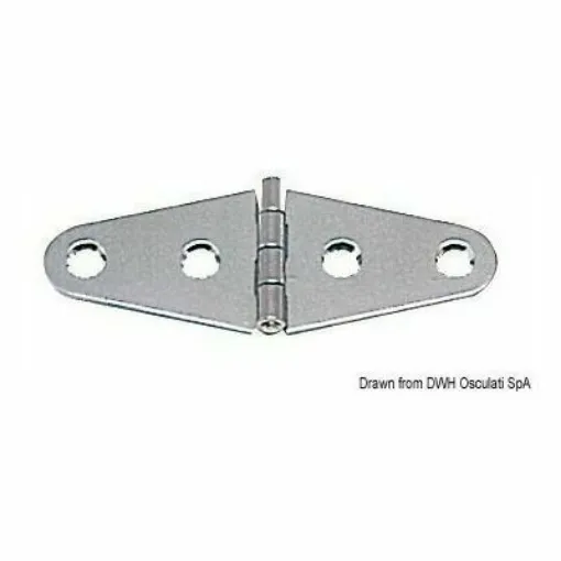 Picture of Mirror polished stainless steel shaped hinges.