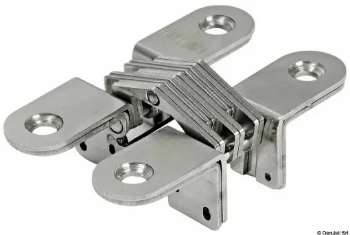 Picture of Concealed hinges for doors with 180Â° opening. Satin finish.