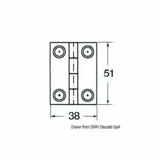 Picture of Stainless steel hinges without screws, equipped with female bushings, threaded 4MA, welded under the hinge, in the same position as the through holes.