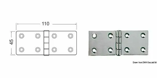 Picture of Stainless steel hinge mm 45x110 - 38.822.05