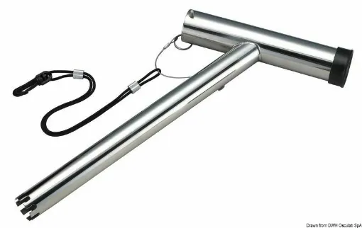 Picture of Polished stainless steel. Locking system in various positions on 360Â°. They fit into standard inclined rod holders.