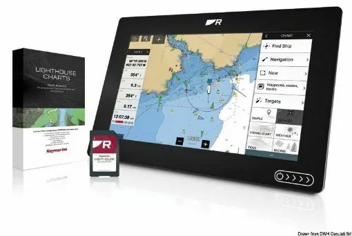 Picture of The new Raymarine Lighthouse Charts guarantee exceptional detail. Flexible, they can be downloaded directly onto Axiom and Element displays through the dedicated RayConnect app. With the purchase of the chart, you will have the opportunity to download two zones. The Premium version includes satellite images and points of interest such as service centers, distributors, workshops, services, main roa