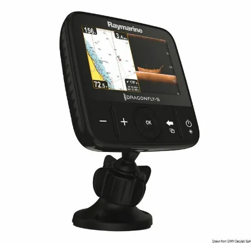 Picture of The new Dragonfly echo sounder/GPS by Raymarine, with high performance, brings the power and details of sophisticated CHIRP technology to coastal and inland fishing at competitive prices and is ideal for small boats of all kinds thanks to its ease of installation and use. The Dragonfly with CHIRP technology has a dual-beam transducer, CHIRP DownVision, and CHIRP Sonar, which allows simultaneous di