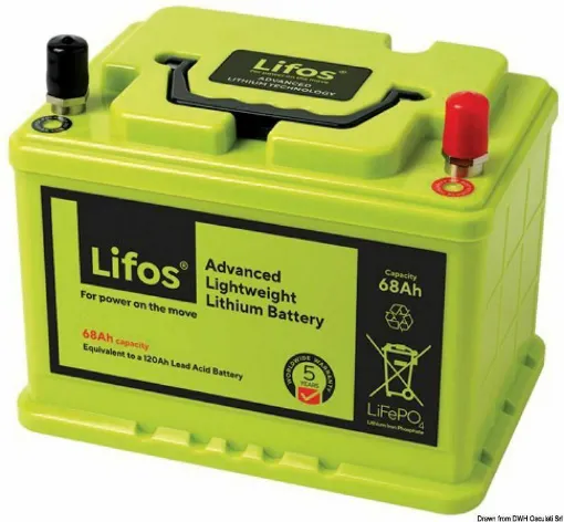 Picture of Lithium iron phosphate (LiFePO4) LIFOS batteries offer exceptional performance in all service applications (non-engine starting). They are ideal for replacing lead-acid batteries without any modifications to the electrical system. They have numerous technical advantages over lead-acid batteries, such as approximately 40% less weight. - Lithium Lifos batteries 12.8V 105Ah - 12.470.02. - Lifos