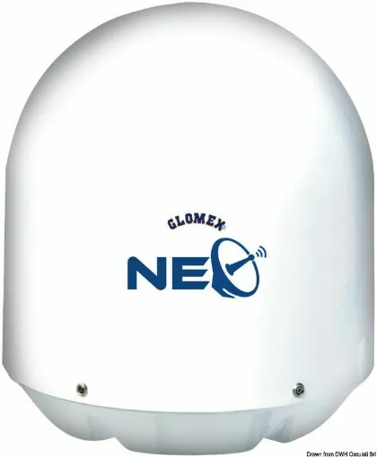 Picture of Saturn 4 "NEO" is the new FULL-HD/4K satellite TV antenna with wireless control and a 47cm dish to use up to 16 TVs simultaneously. Like all Glomex "NEO" antennas, Saturn 4 is equipped with a super-fast satellite locking system even in extreme rough sea conditions, thanks to new generation electronics and a renewed mechanics: more powerful processor, faster driver, and more robust structure. Furth