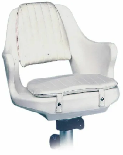 Picture of In white rotational polyethylene, complete with removable cushions. It is ideal for open boats, as it is not deteriorated by weather conditions. Extremely compact model, but very comfortable. It is prepared for fixing on the feet from our catalog. Complete with 8 threaded brass inserts for fixing columns and slide tracks.