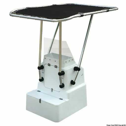 Picture of Made of Ã˜ 44 mm tube, with high-strength resin fittings and high-quality welded parts. Universal as the console attachments can be adjusted as desired. The T-Top fabric is waterproof and UV resistant blue ATLAS polyester. Maximum allowed speed with the cover installed: 25 knots. - Nylon rod holder for professional T-Top - 48.195.01 - Oem