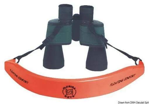 Picture of In soft expanded rubber painted with bright colors. It floats the binoculars and allows for easy spotting, with adjustable nylon ribbons at the ends.