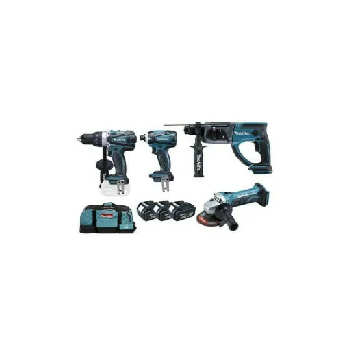 Picture of Set of 4 machines Makita DLX4017M - screwing Drill - Grinder - Punch-Chipper - Impact Driver 18V 4.0Ah Li