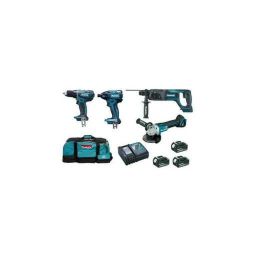 Picture of Together Makita DLX4062TX1 4 machines - Punch-chipper - screwdriver Drill - Impact Driver - Grinder 5.0 18V Li-Ion