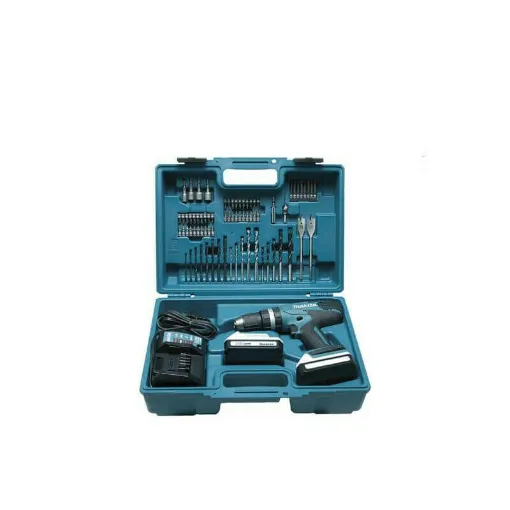 Picture of Box Screwdriver Drill Makita 13mm case with 69 accessories 2 batteries 18V 1.3Ah MAKITA HP457DX100