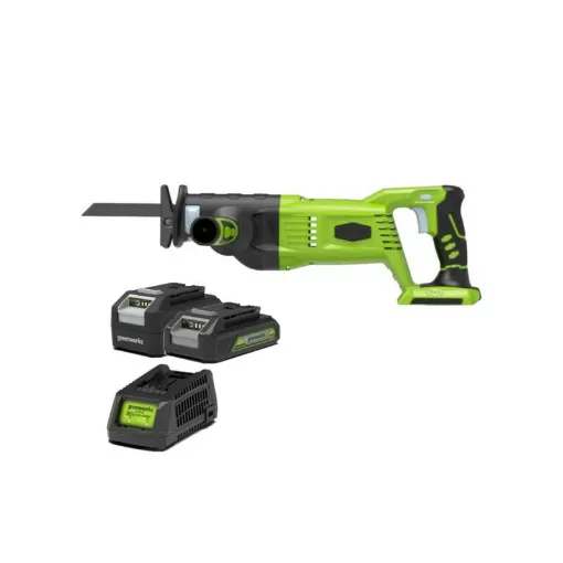 Picture of Sabre saw GREENWORKS 24V Brushless - 1 battery 4.0 - 1 battery 2.0 Ah - 1 charger - GD24RS