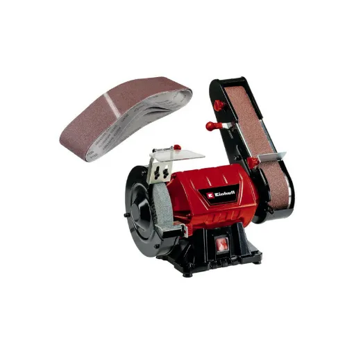 Picture of Pack EINHELL Combination grinder - TC-US 350 - 350W - Set of 3 abrasive belts - 100 x 915mm - Grit size 60-80-120