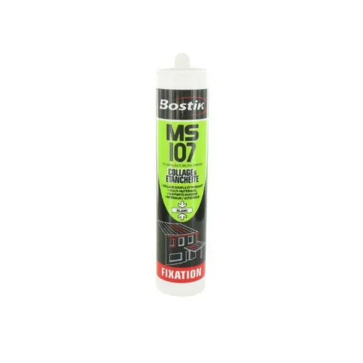 Picture of Bostik sealant MS 107 white polymer bonding and sealing damp substrates x 5