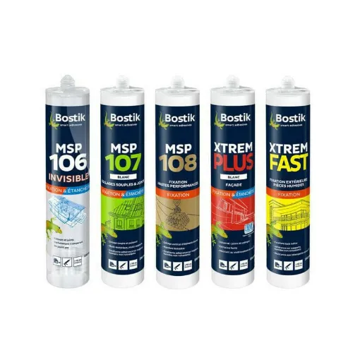 Picture of Pack 5 sealants Bostik adhesive and sealing damp substrates outside inside quick-setting