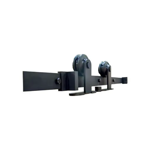 Picture of Kit for sliding door in wood surface - black steel