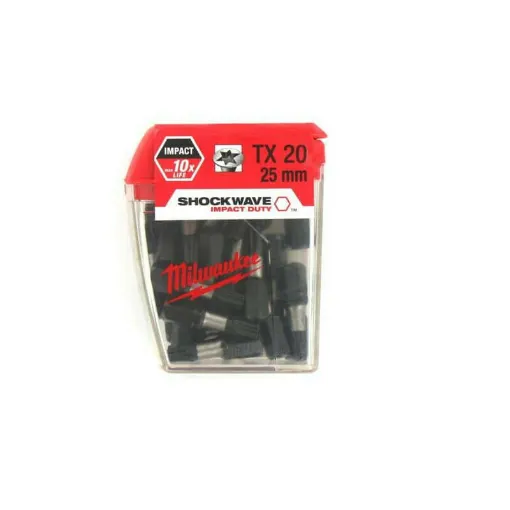 Picture of Box of 25 caps MILWAUKEE Torx TX20 25mm SHOCKWAVE 4932352555