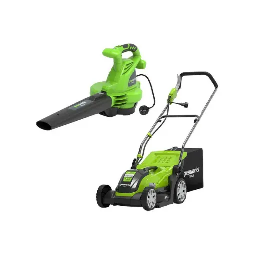 Picture of Pack GREENWORKS Electric mower 35 cm 1000W GLM1035 - Electric blower 2800W GBV2800