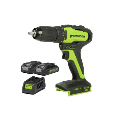 Picture of GREENWORKS 24V Brushless drill - 2 batteries 2.0 Ah - 1 charger - GD24DD35