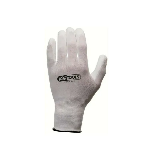 Picture of Box of 12 pairs of KS TOOLS gloves - Microfibres - White - Size L - 310.0450