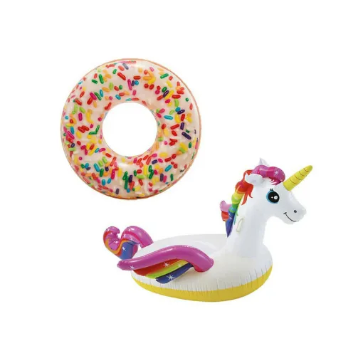 Picture of Inflatable donut buoy with sugar flakes 114 cm diameter - Inflatable unicorn buoy 201x140x97 cm