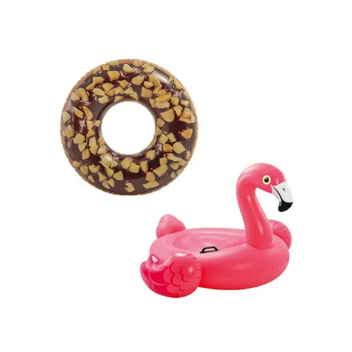 Picture of Pack Inflatable Chocolate Donut Inflatable Buoy 114 cm diameter - Inflatable flamingo buoy 142x137x97 cm