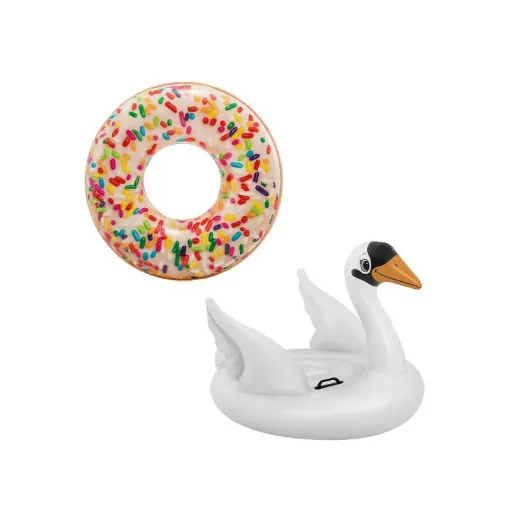 Picture of Pack Inflatable Donut inflatable buoy with sugar flakes 114 cm diameter - Swan inflatable buoy 130x102x99 cm