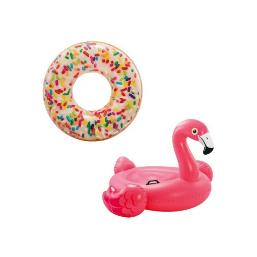 Picture of Inflatable Donut Inflatable Buoy Pack with sugar flakes 114 cm diameter - Inflatable flamingo buoy 142x137x97 cm