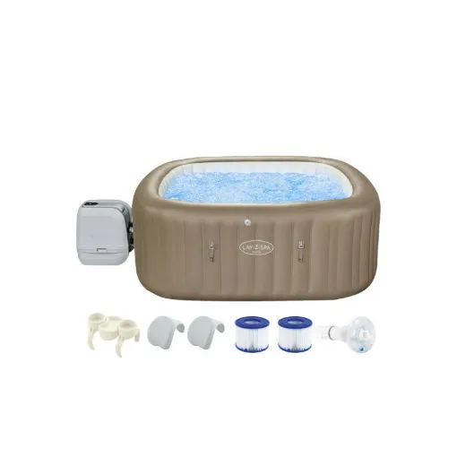 Picture of Pack BESTWAY Round Inflatable Spa - 7 places - 201 x 201 x 80 cm - Lay-Z-Spa Palma Hydrojet Pro - Cup holders - 2 Headre