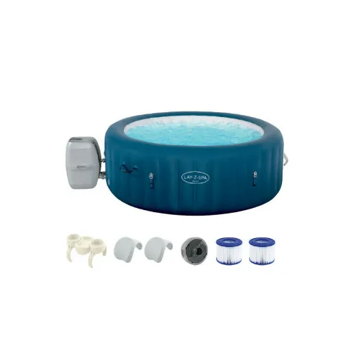 Picture of Pack BESTWAY Round Inflatable Spa - 6 places - 196 x 71 cm - WIFI - Lay-Z-Spa Milan Airjet Plus - Cup holders - 2 Headre